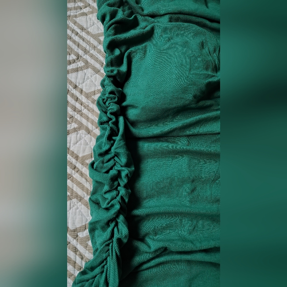 Backless Halter Ruched Green Dress - Picture 3 of 6